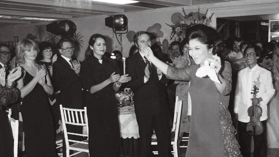 Imelda Marcos partying at the Palace in the Philippines while the rest of the country struggled under martial law