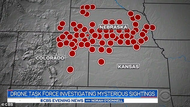 Local and national news covered this wave of drones sightings in Colorado, Kansas and Nebraska in late 2019 and 2020. Sheriff's deputies in other parts of Nebraska told the Federal Aviation Administration (FAA) that they witnessed the drones coordinating with a 'mothership'