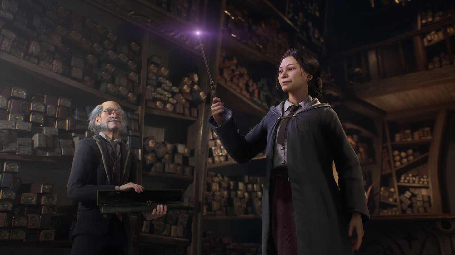 Hogwarts Legacy player receiving a wand