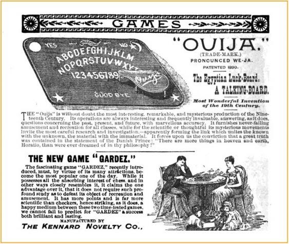 Early Ouija Advertisement, Lippincott Monthly Magazine, 1891 (Jesse R. Erickson)