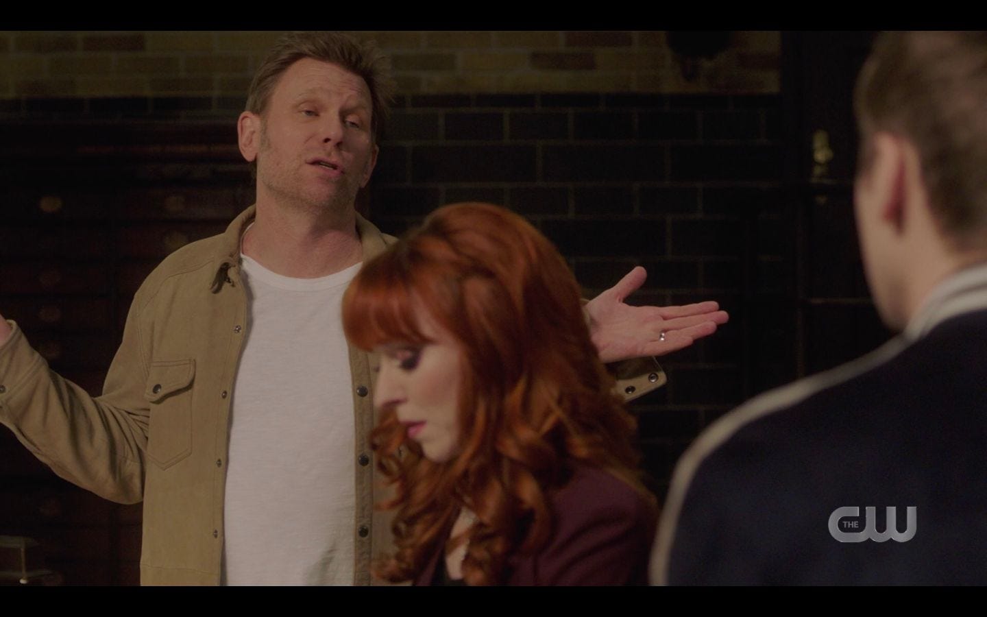 Hallucifer with Rowena and Jack discussing his spell SPN 14.18