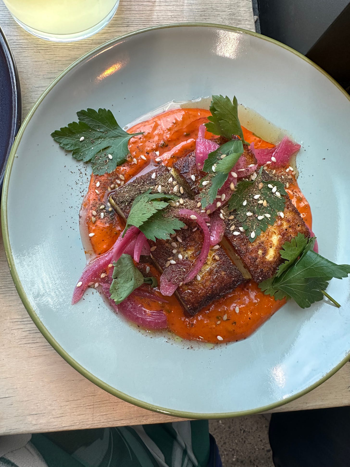 Halloumi with harissa yogurt and sumac onions at Tang Cumberland Place