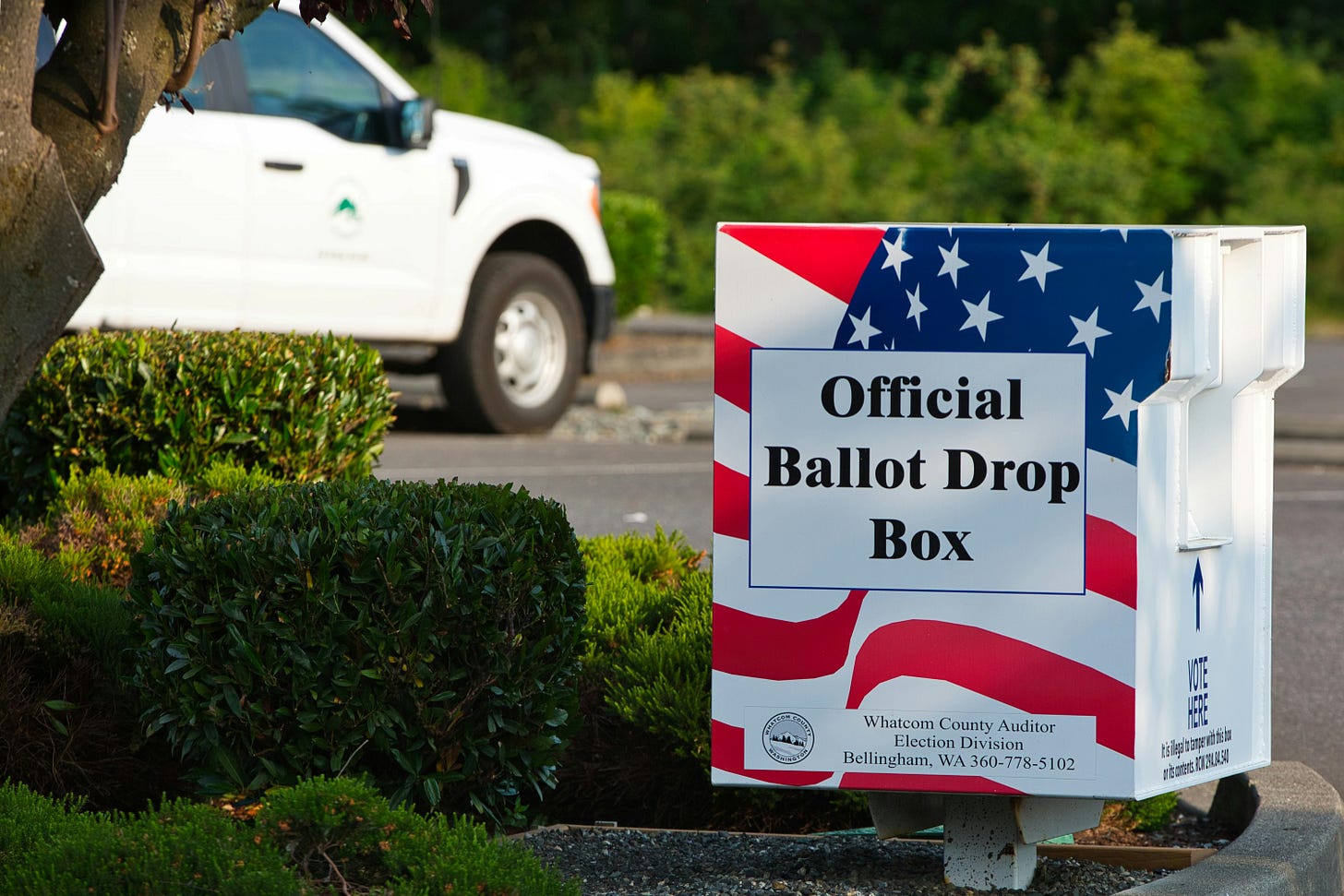 US Official Ballot Box on street corner