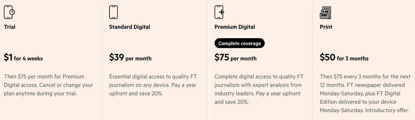 FT subscription offers