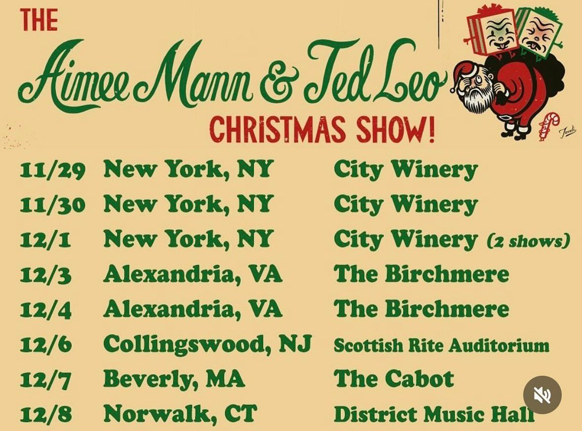 Flyer for Ted and Aimee's Christmas show tour in NYC, VA, NJ, MA, and CT!