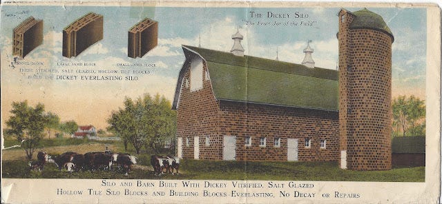 back of illustrated envelope with barn and cows