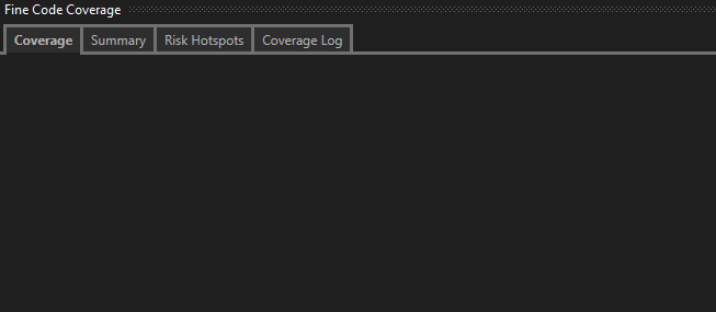 Image 1: The Fine Code Coverage tool window with no report showing