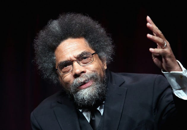 Philosopher Cornel West speaks onstage.