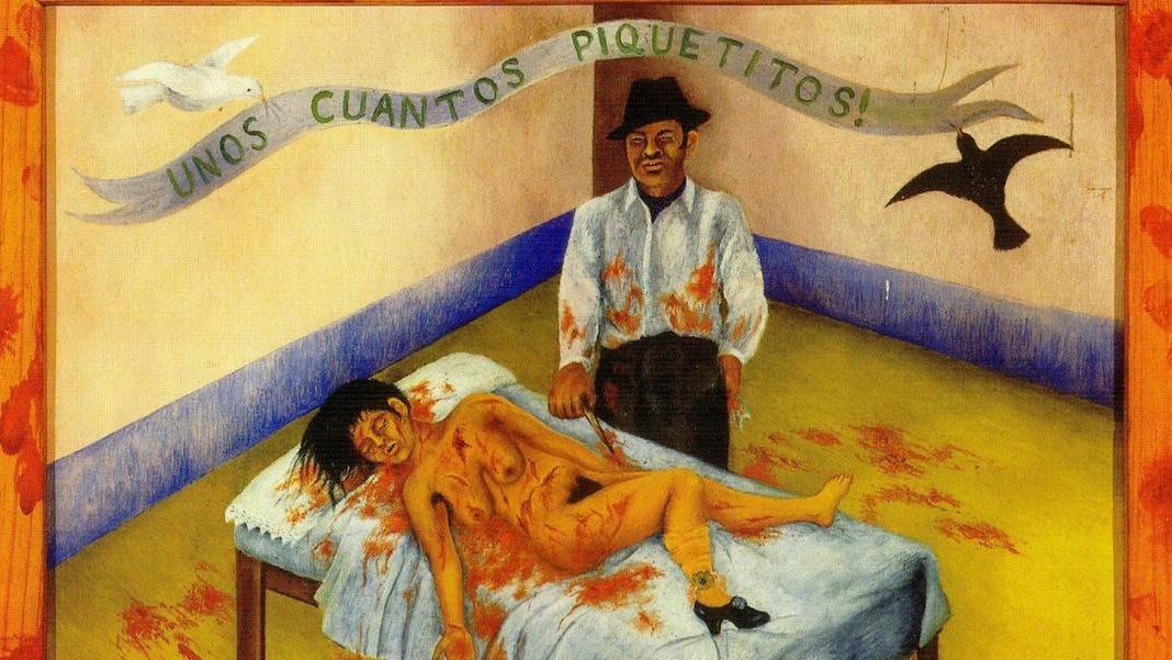 Nota on X: "Frida Kahlo e a banalidade do feminicídio no México Esta é uma  pintura de Frida Kahlo, chamada "Umas Facadinhas de nada" que retrata de  maneira crua a banalidade do
