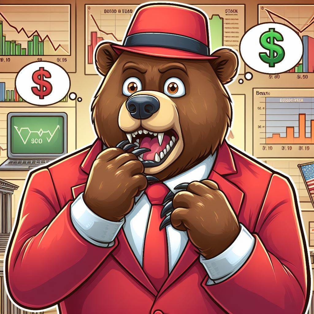 Stocks Bears are chewing their nails cartoon