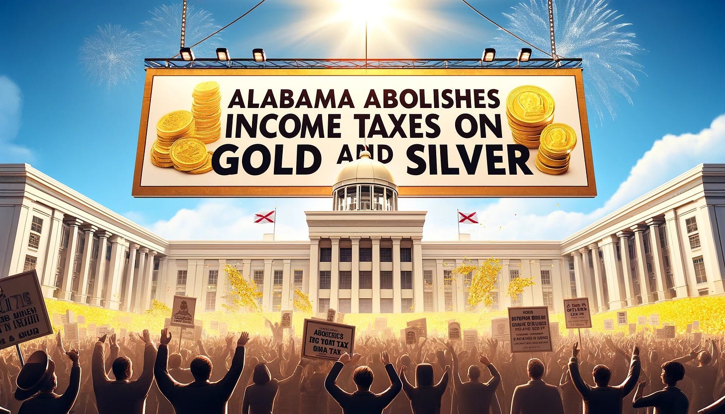 SIGNED INTO LAW: Alabama Abolishes Income Taxes on Gold and Silver