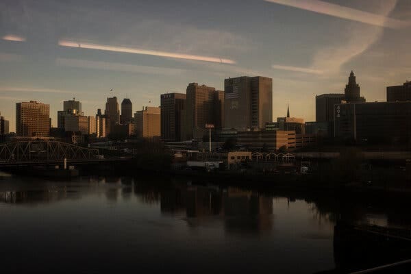 Downtown Newark, N.J., and the Passaic River.