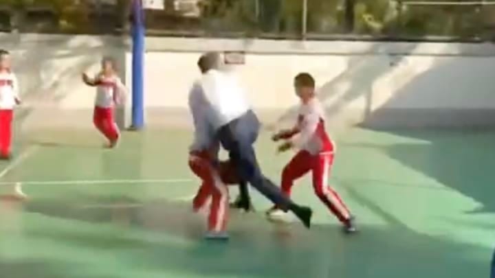 Gavin Newsom Tackled a Child While Trying to Show Off on a Basketball Court  in China