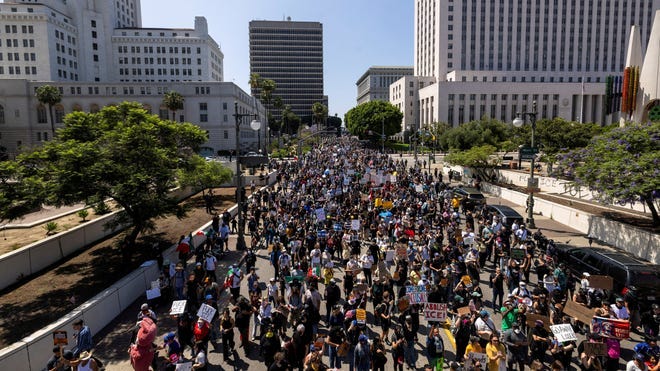 How far are the California airports from the Los Angeles protests?