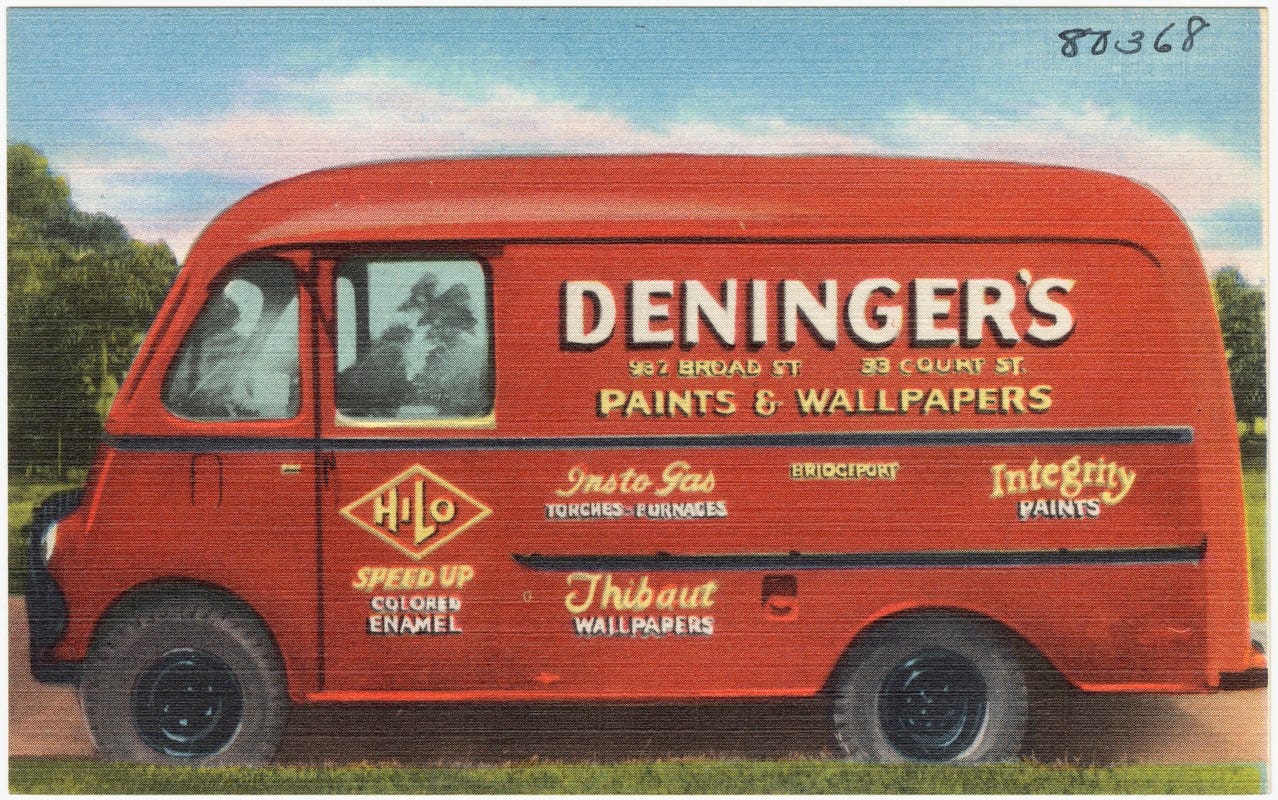 Deningers Paints and Wallpaper Postcard