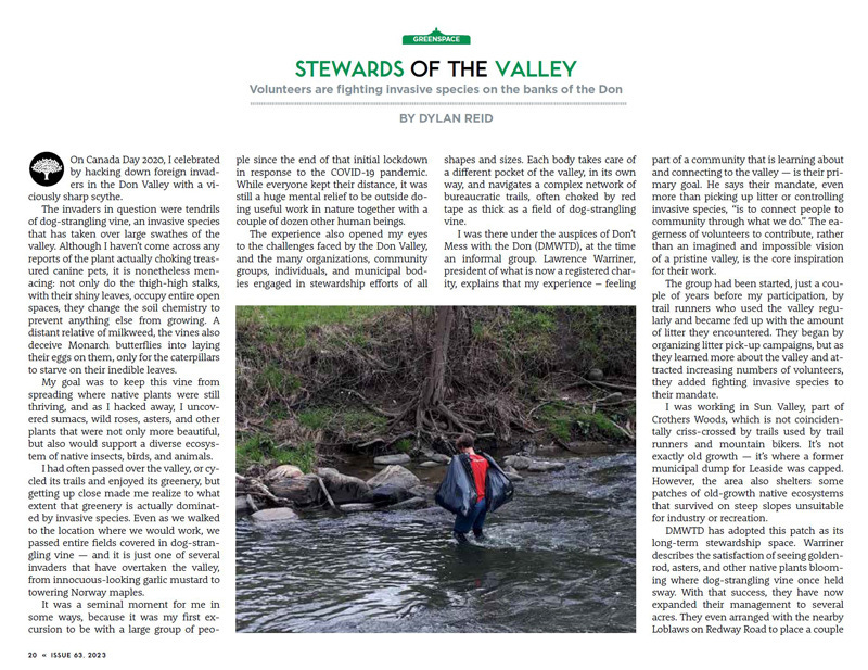 First page of Stewards of the Valley article