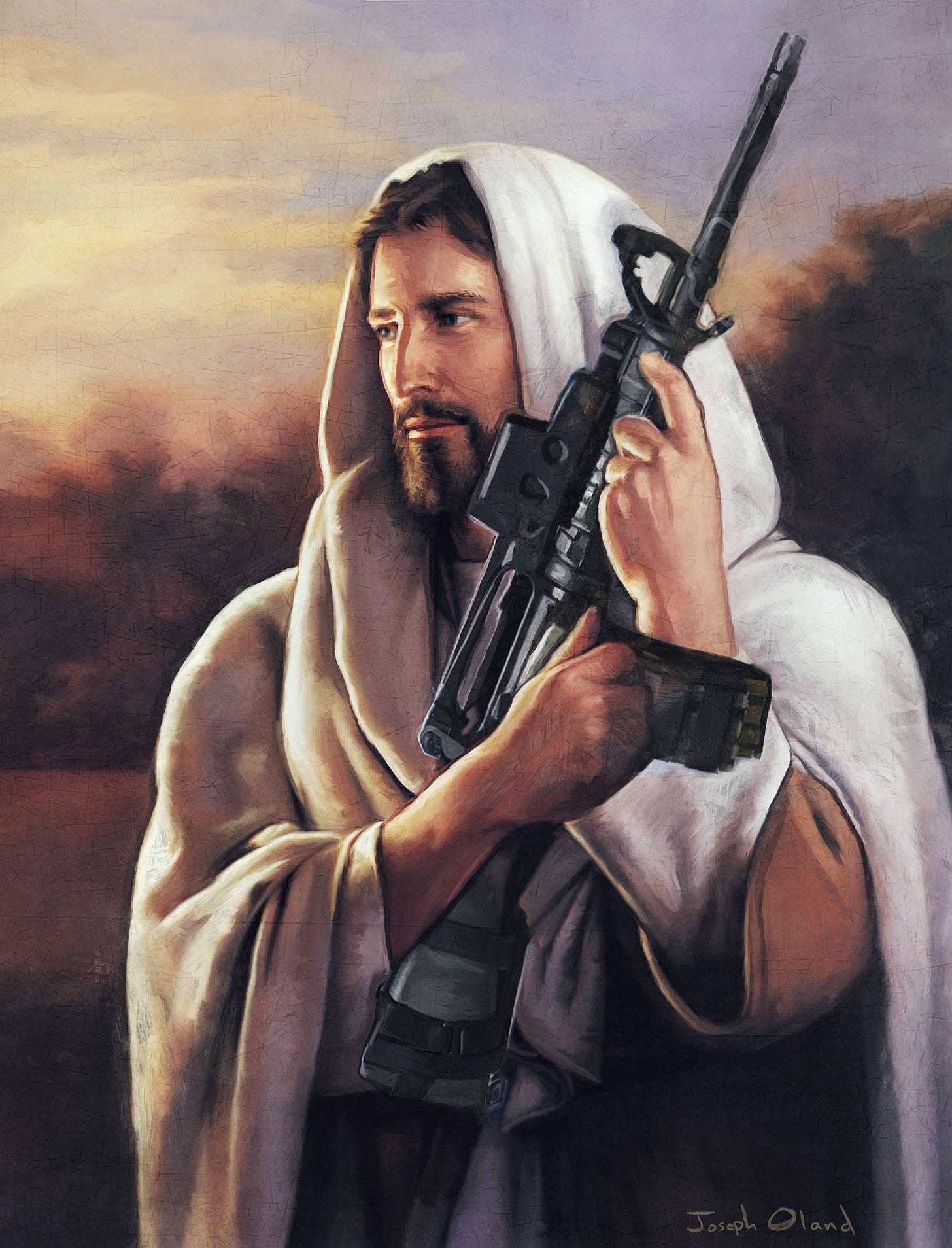 Assault Rifle Jesus Christ Messiah Political Satire Print ...