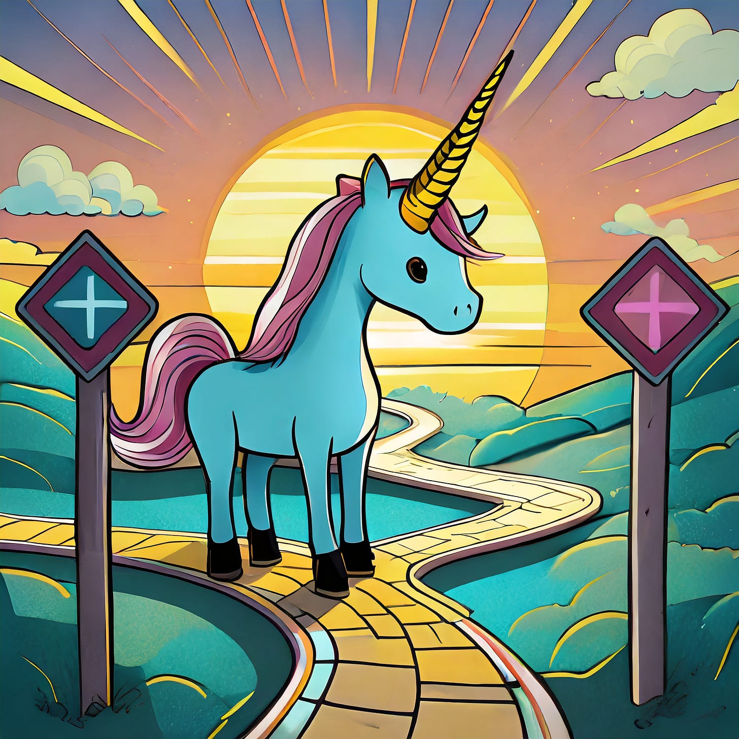 unicorn product standing at a crossroad