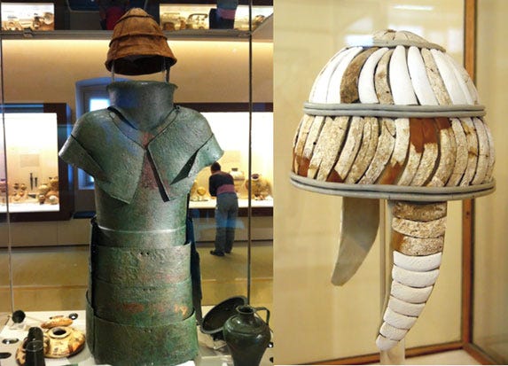 Mycenaean bronze armor and Boar Tusk Helmet