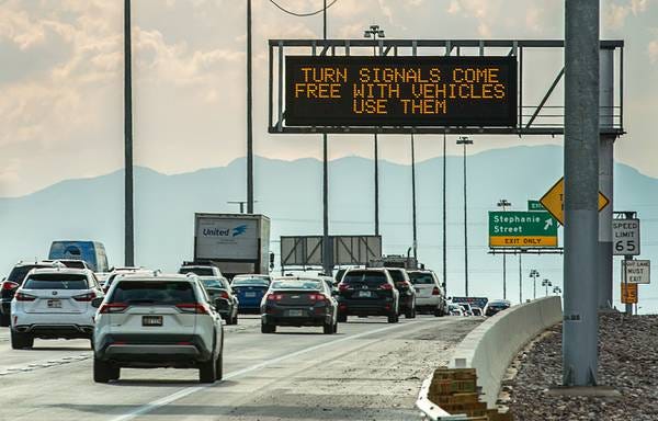 Tongue-in-cheek messages on NDOT highway signs aim to curb bad road manners  - Las Vegas Sun News