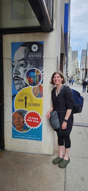 me standing outside of the American Writers Museum in Chicago