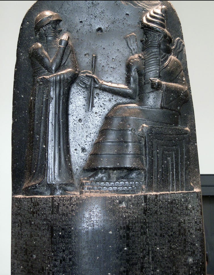 Hammurabi image with cuneform writing