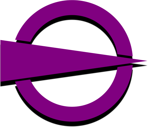 Ostprog Logo. Kompassnadel die nach Osten zeigt.
