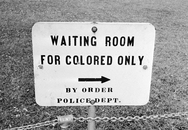 Sign from a segregated medical facility in Jackson, Mississippi, 1961. (Photo by William Lovelace)