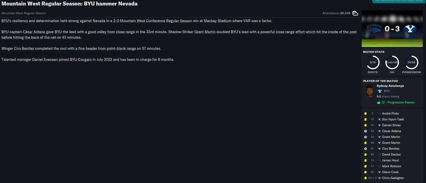 Football Manager 2023 Match Review