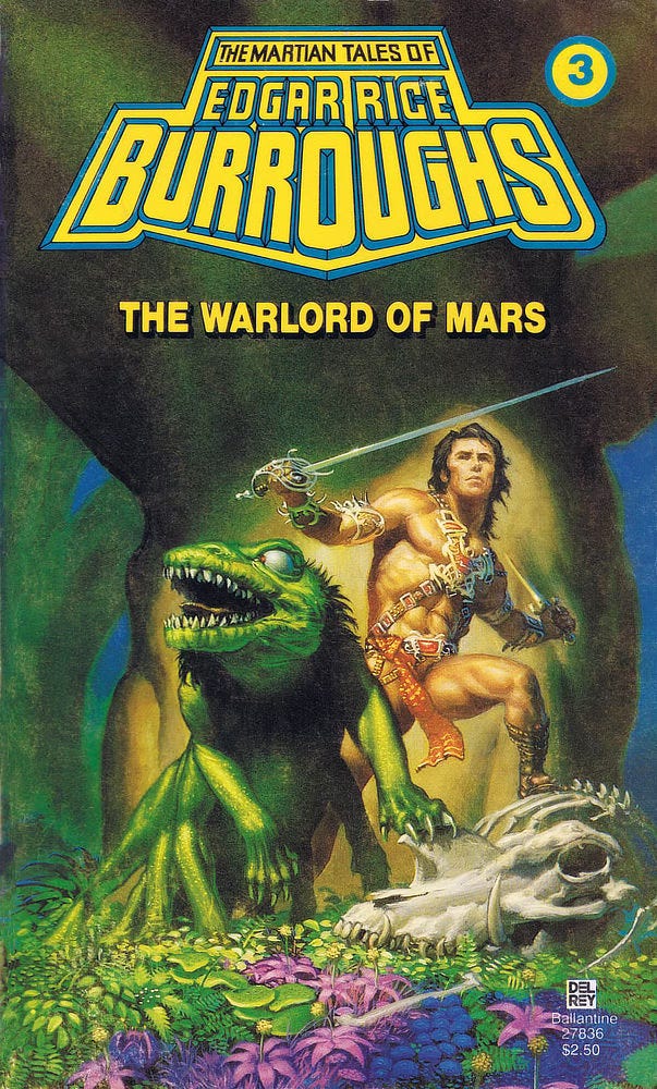 Book cover for THE WARLORD OF MARS by Edgar Rice Burroughs, published by Del Rey Books.