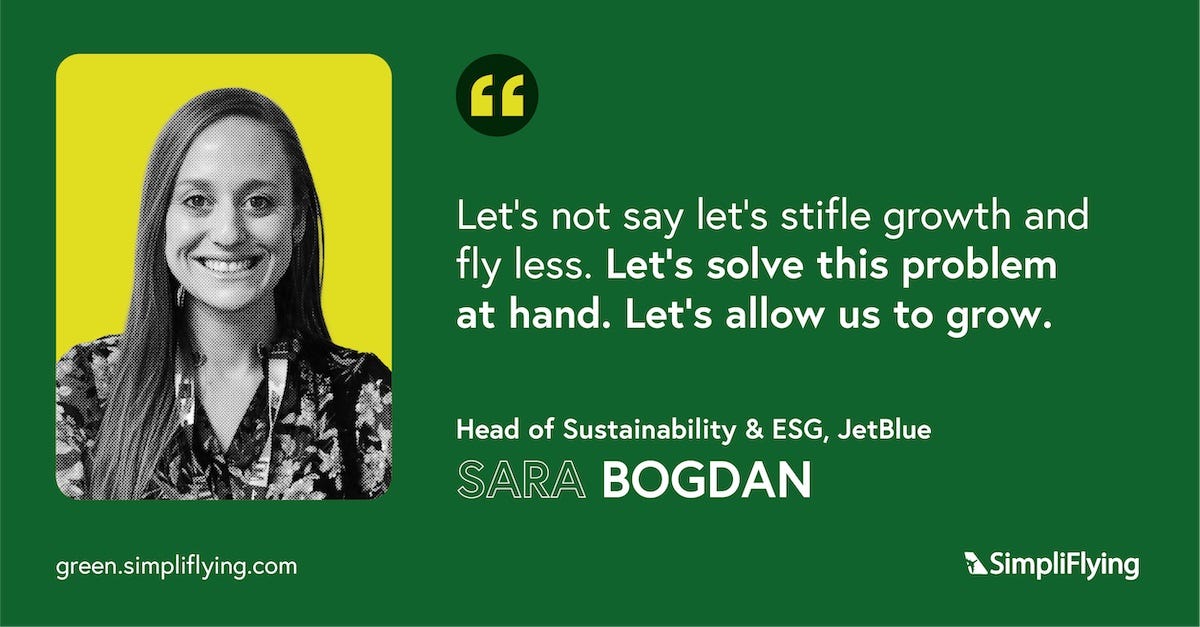 Sara Bogdan, Head of Sustainability and ESG at JetBlue Airways in conversation with Shashank Nigam.