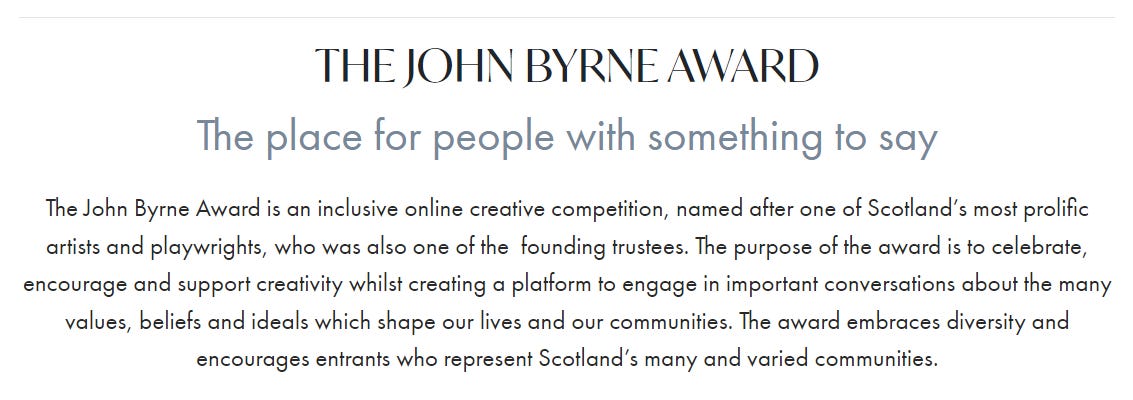 A description of The John Byrne Award