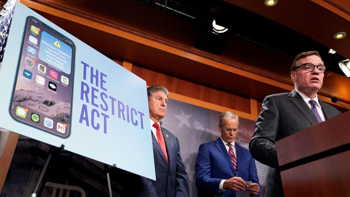 The RESTRICT Act creates blanket authority, with few checks, to ban just  about anything linked to a 'foreign adversary'