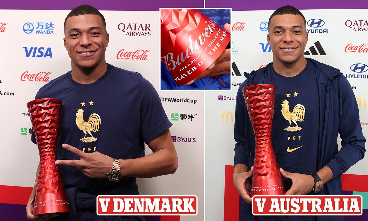 Kylian Mbappe 'is deliberately hiding Budweiser's name in posed photos to  avoid promoting alcohol' | Daily Mail Online