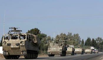 Israeli armored vehicles headed towards Gaza.