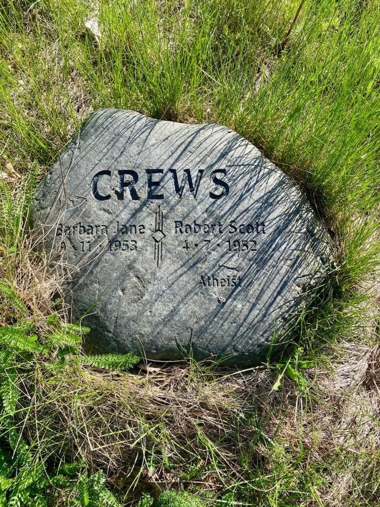 Engraved river bounder at Meadows Green Burial Site