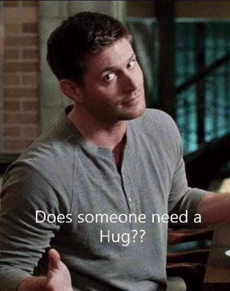 supernatural jensen ackles hug time