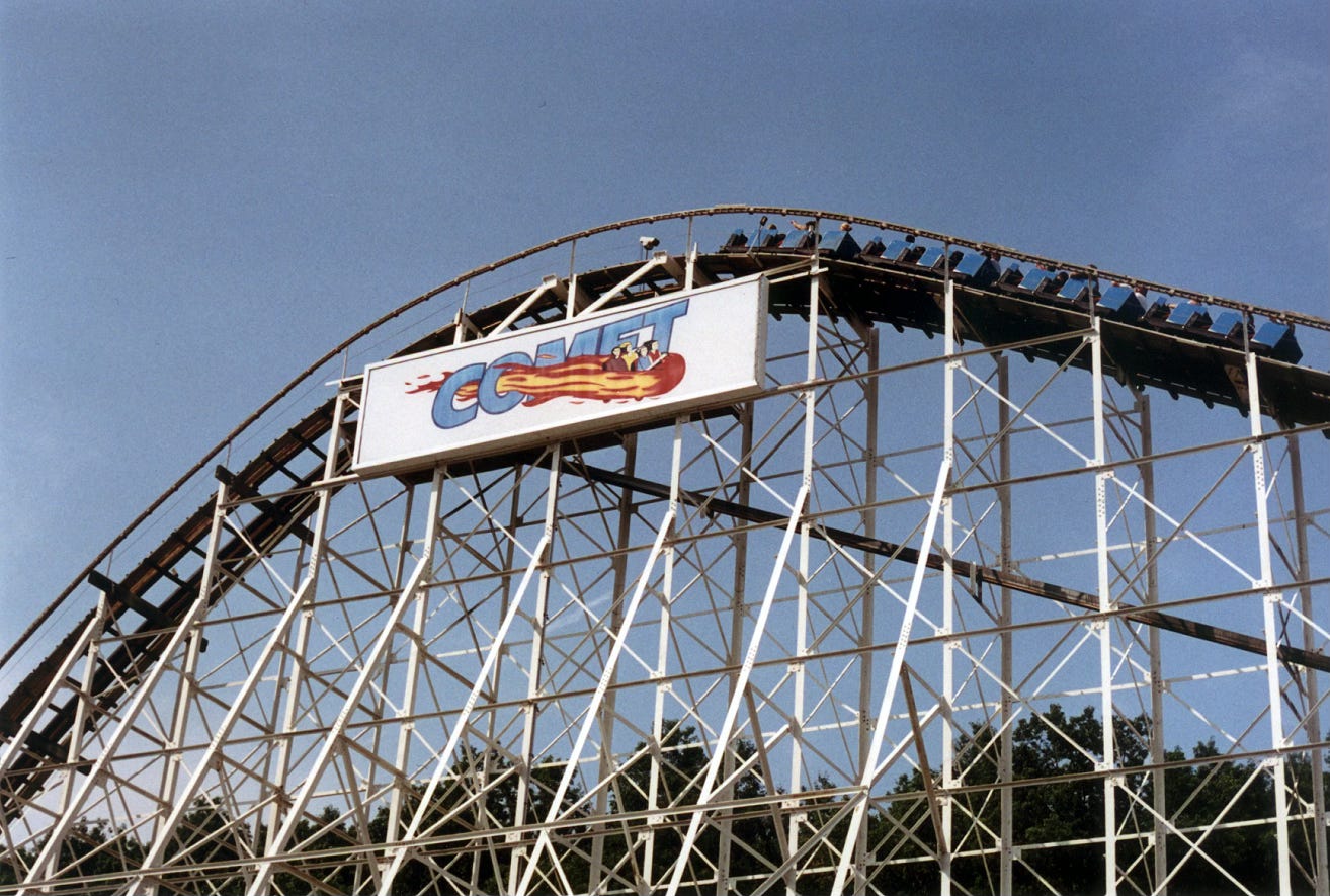 The Comet roller coaster at Six Flags The Great Escape