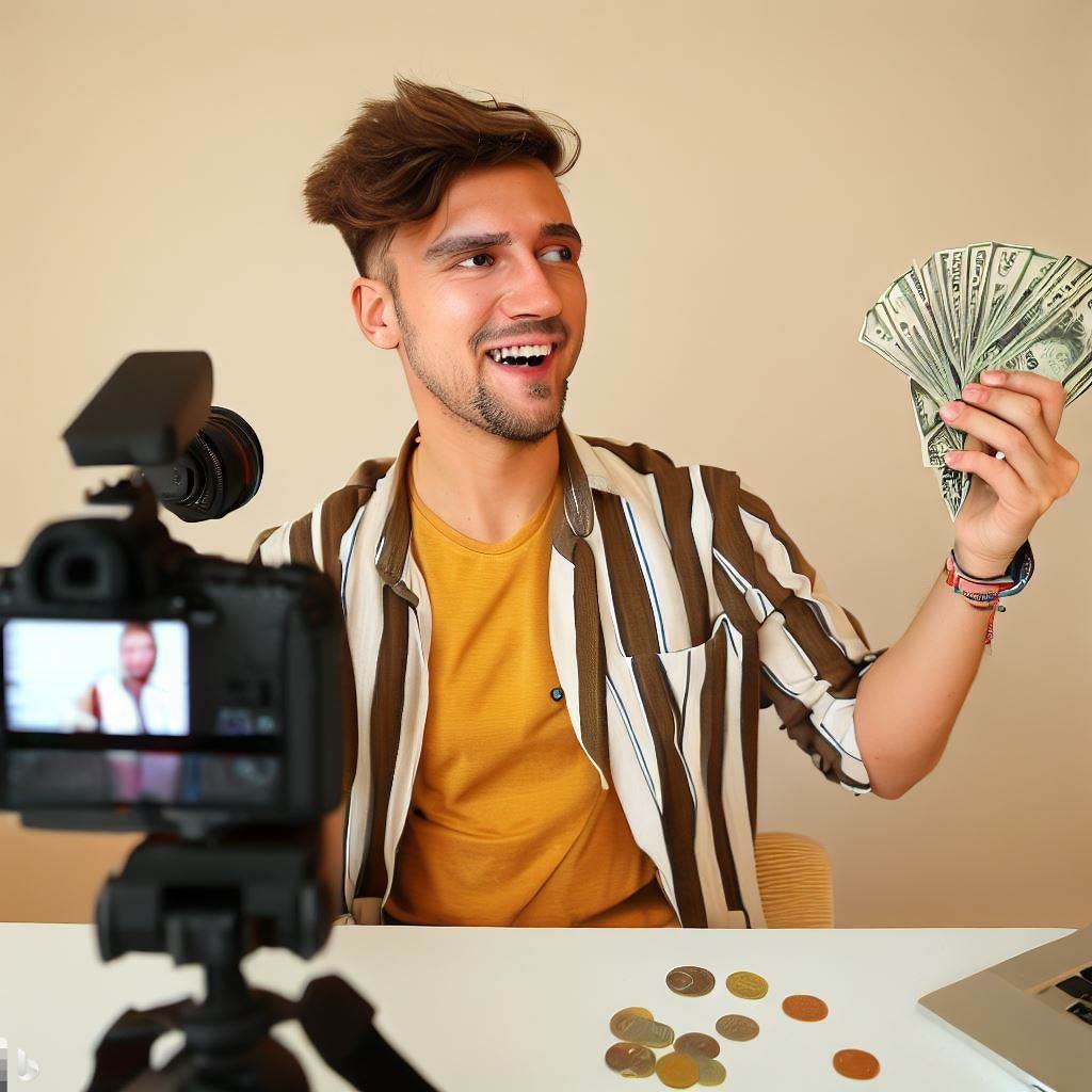 an influencer earning money thanks to his video