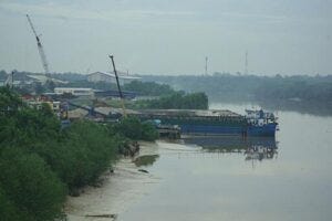 Sand Mining Barge on Kuala Langat River, Selangor, Malaysia