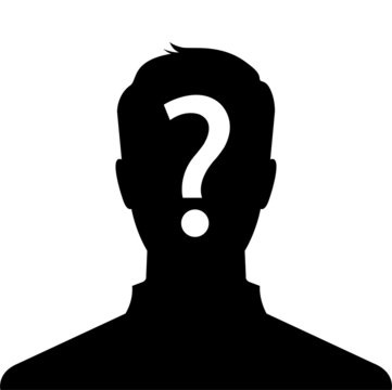 Anonymous man silhouette profile picture with question mark Stock Vector |  Adobe Stock