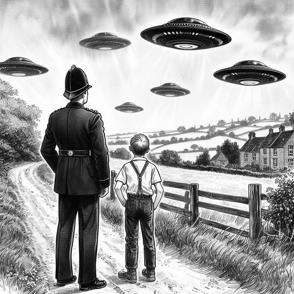 The Great UFO Hoax, Singular Discoveries, Paul Brown / Microsoft Image Creator