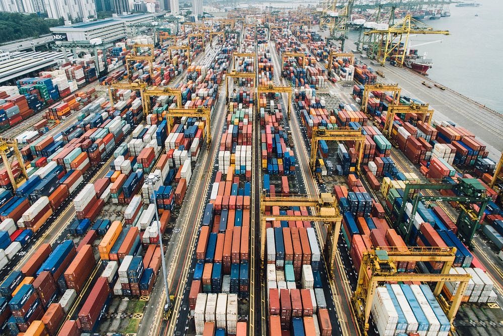 Shipping containers at American port Shipping containers at American port