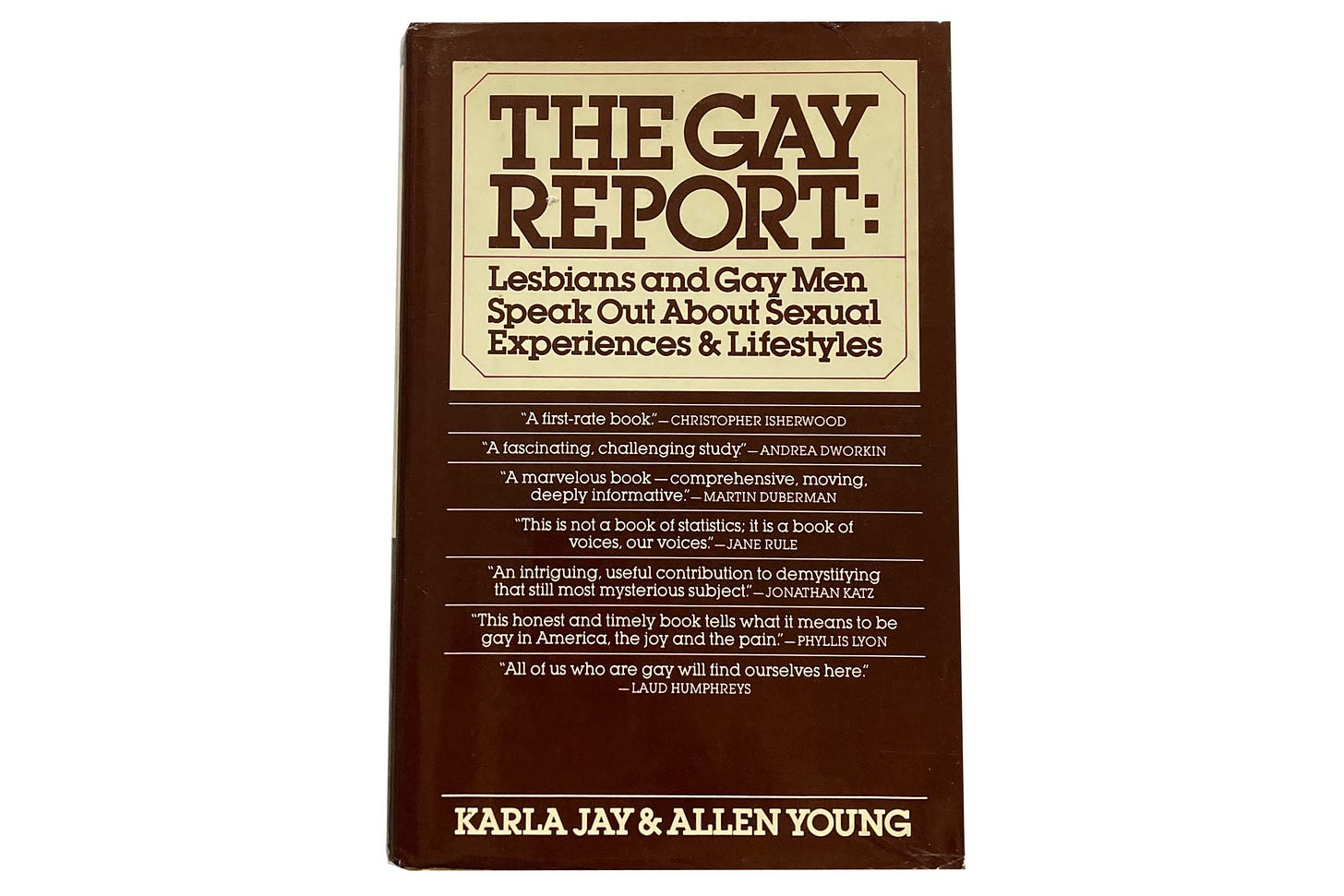 The Gay Report by Karla Jay and Allen Young (1979) - First Edition - Signed  by the authors