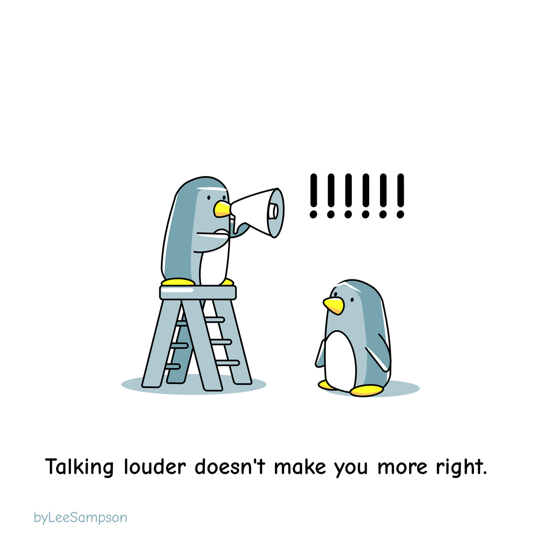 A leadership cartoon about communication featuring penguins.