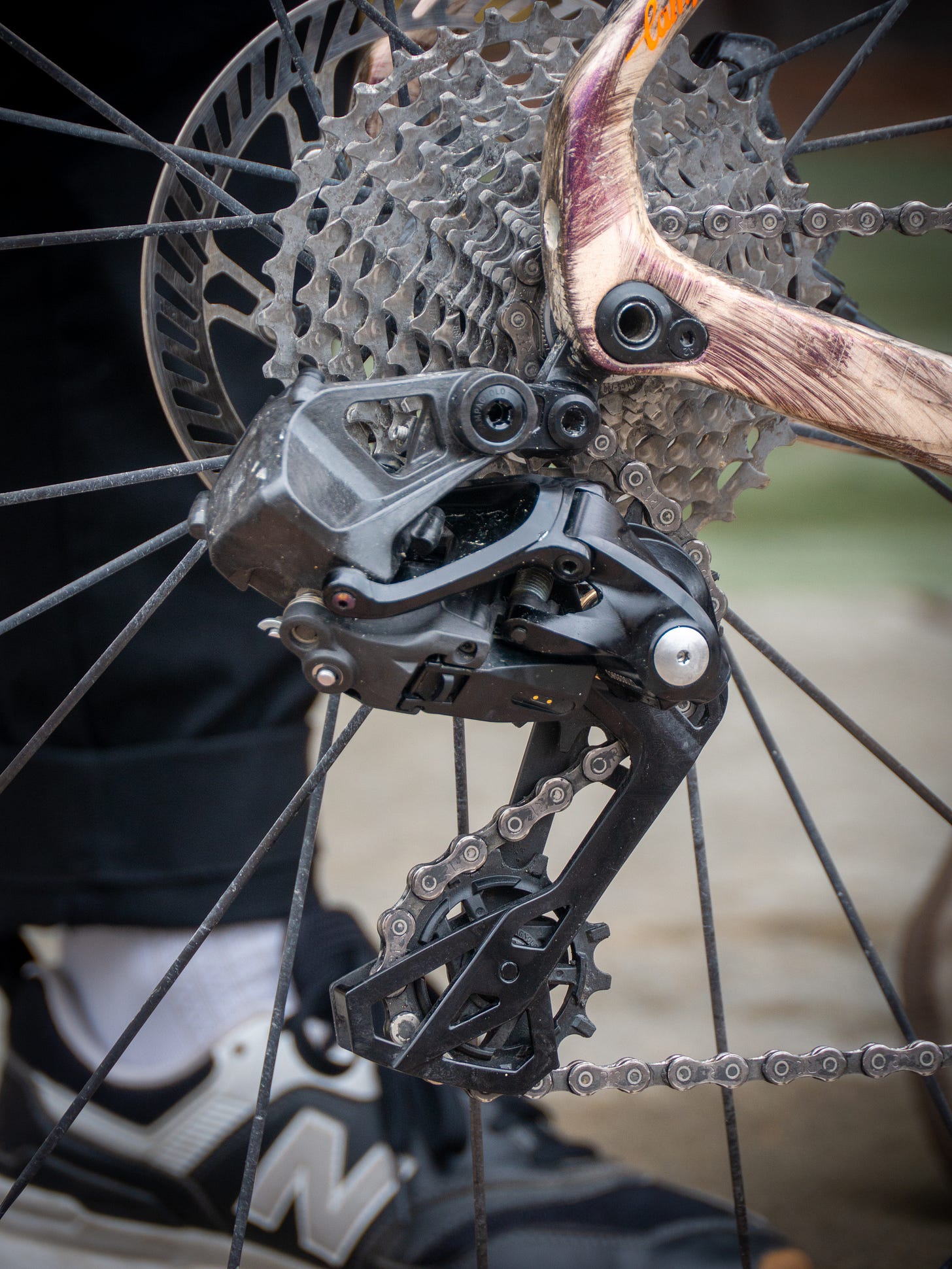 Close up images of a new Campagnolo gravel groupset at Unbound