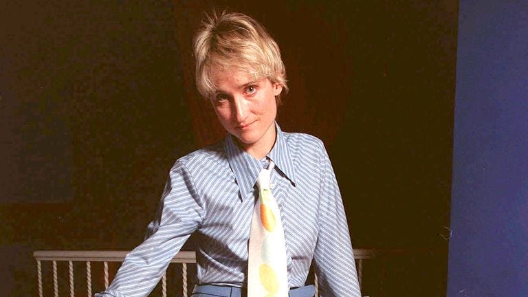 FILE - Singer Jill Sobule poses on a sofa before performing at New York's "Supper Club" March 19, 1997. (AP Photo/Rick Maiman, File)