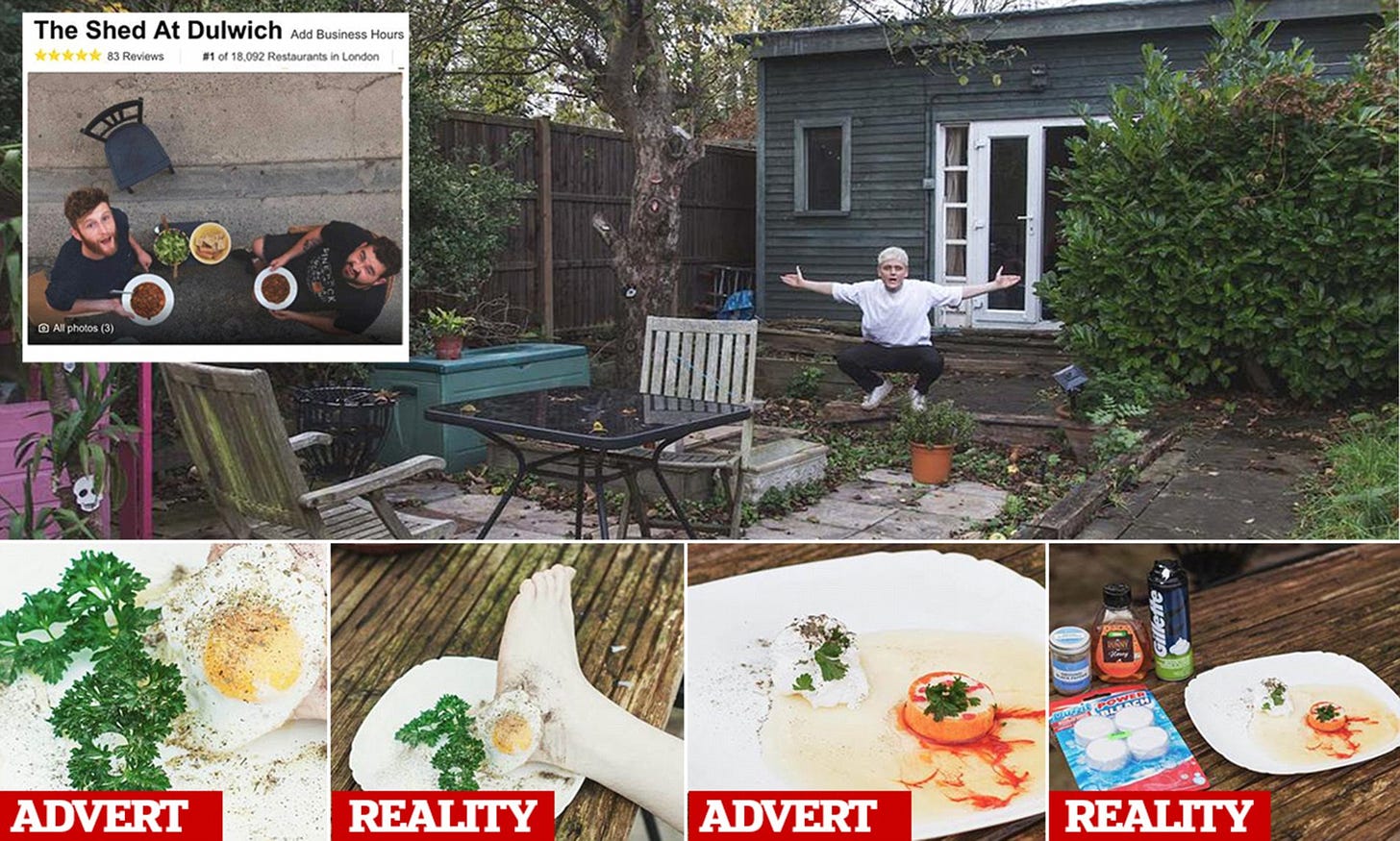 Prankster gets TripAdvisor to make restaurant number 1 | Daily Mail Online