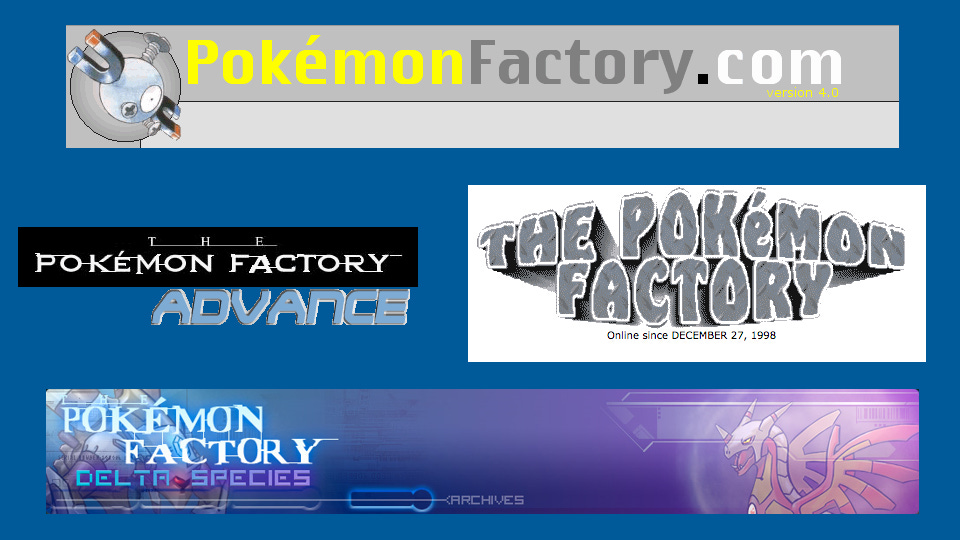 The Pokémon Factory site logos (1998–2023)