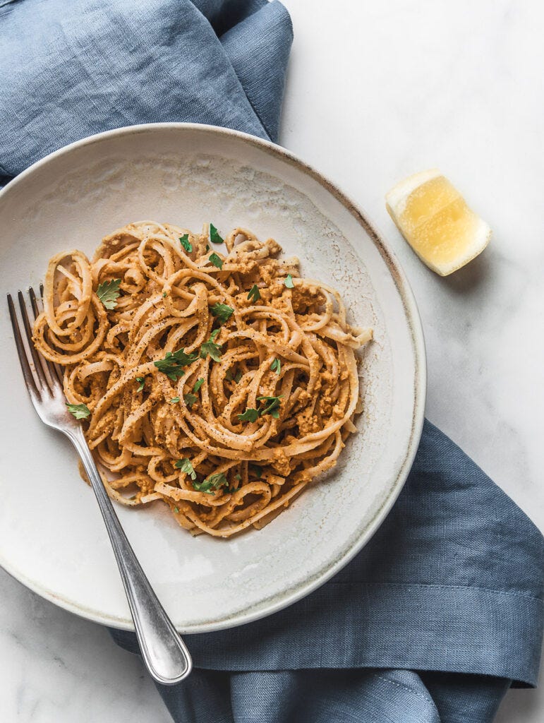 easy vegan carrot pesto pasta